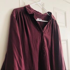 Sonoma Burgundy Pullover Blouse Size XL